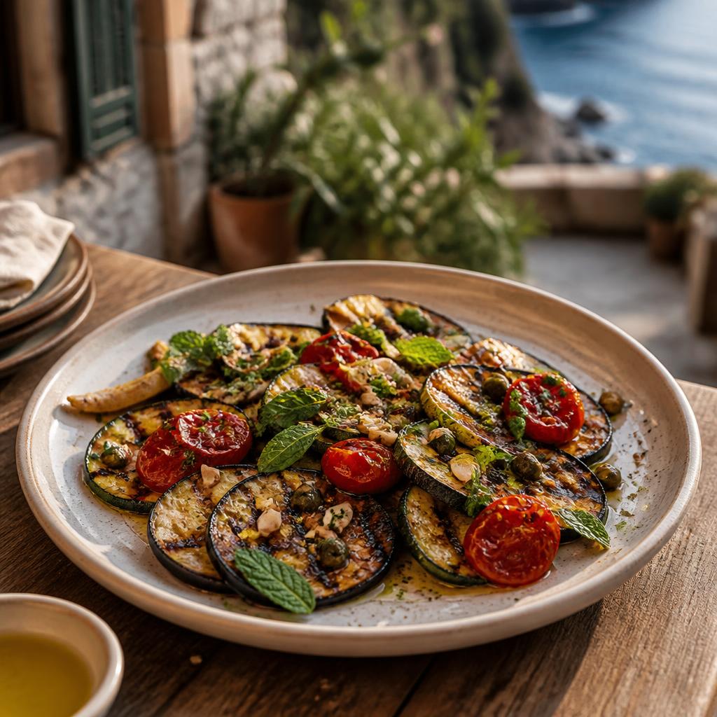 A composed dish on linen inside a quiet restaurant interior